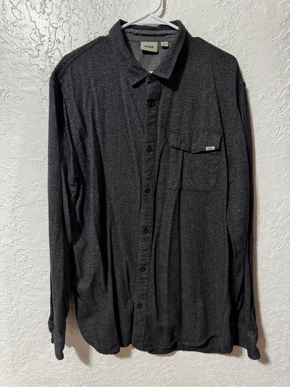 Vans Off The Wall Heathered Black Button Down Shirt